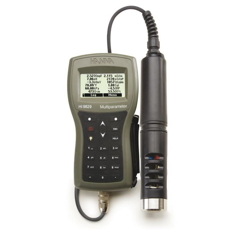 HANNA HI 9829-13042 Multiparameter Meter with GPS. Logging and pH / ORP / EC / DO / Turbidity with 4m prob