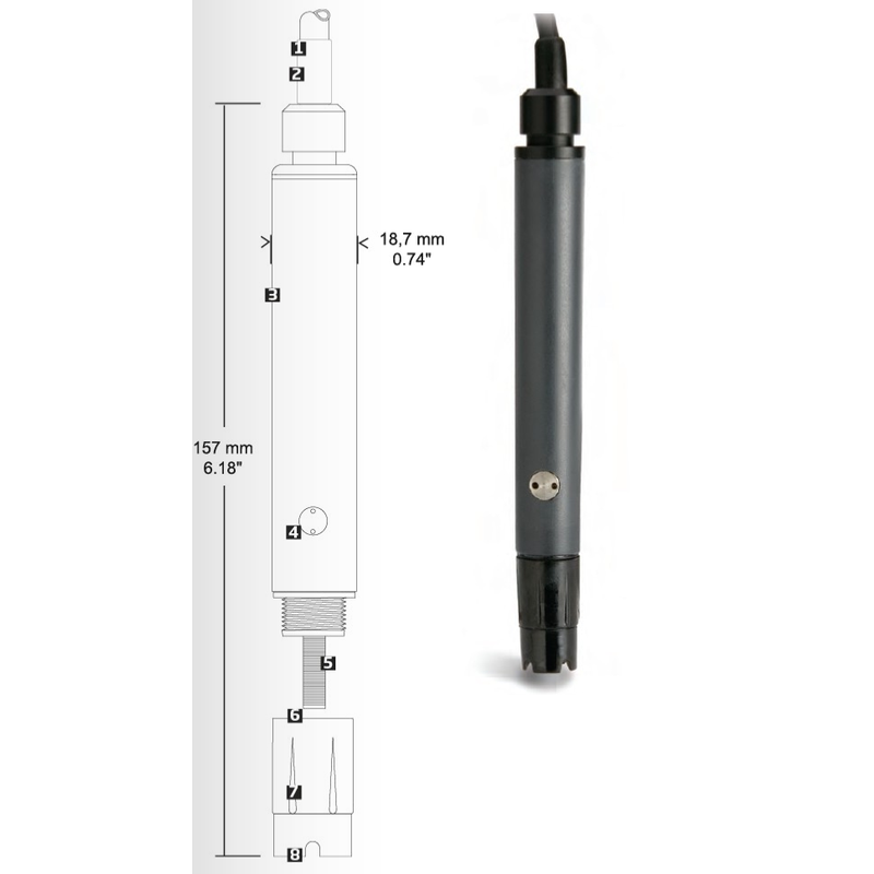 HANNA HI 76408 THANNA HInner Lighter DO Probe for Laboratories