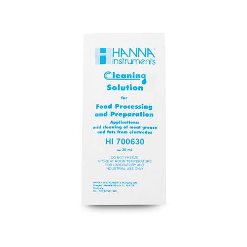 HI 700630P Acid Cleaning Solution for Meat Grease and Fats (Food Industry) 25 x 20 mL sachet - Acorn Scientific