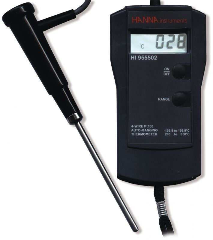 HANNA HI 955502 4-wire Pt100 Thermometer with Fixed Probe