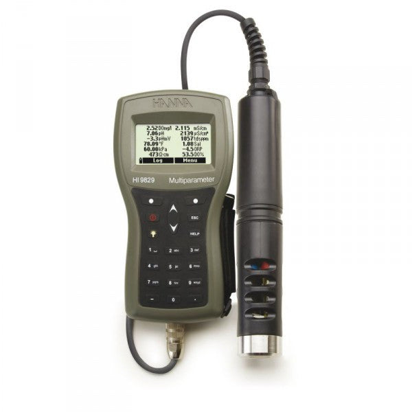HANNA HI 9829-02102 Multiparameter meter. Logging with pH / ORP / EC / DO with 10m probe - Acorn Scientific