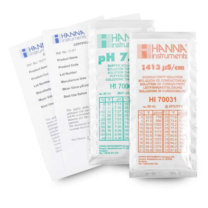 HANNA HI77100C - pH 7.01 + EC 1413 µS/cm @25°C - SQ Zert. - je 10x20ml COMBO - Acorn Scientific