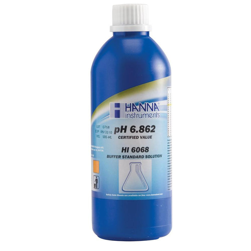 HI 6068  Millesimal Buffer Solution. 6.862 pH. 500 mL bottle - Acorn Scientific