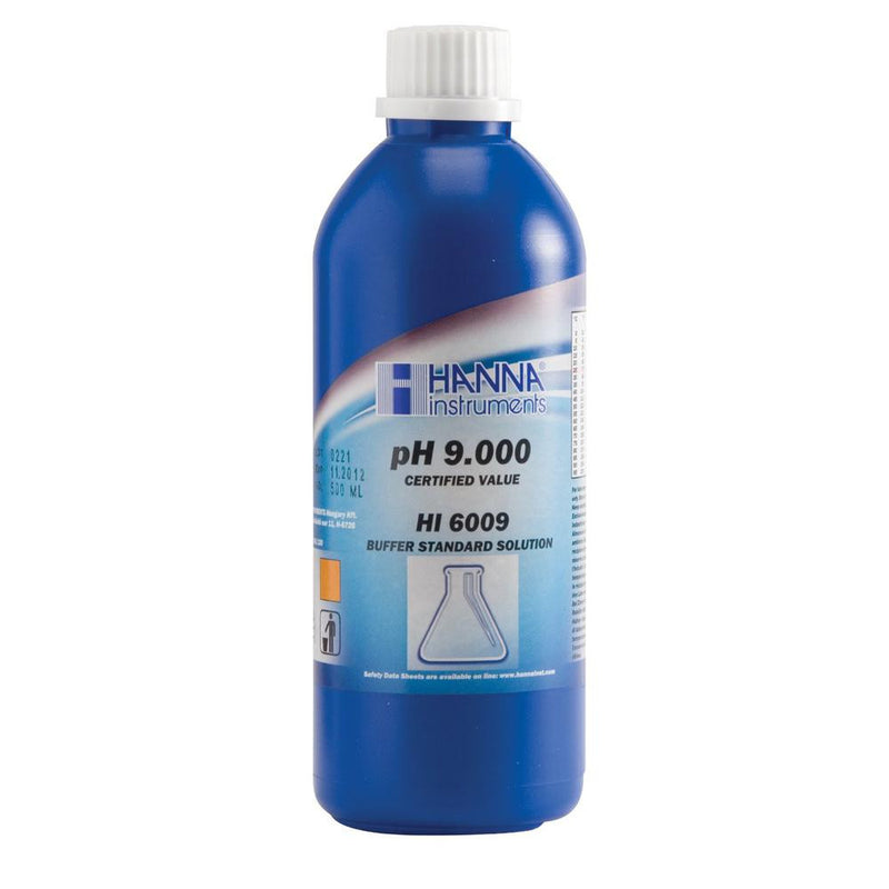 HI 6009  Millesimal Buffer Solution. 9.000 pH. 500 mL bottle - Acorn Scientific