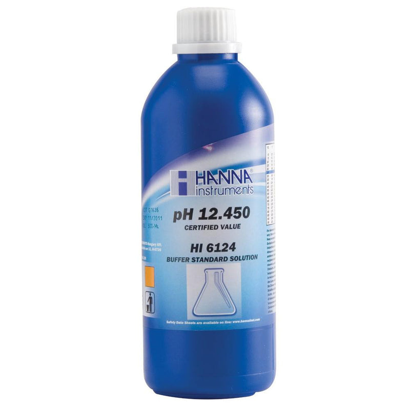 HANNA HI 6124  Millesimal Buffer Solution. 12.450 pH. 500 mL bottle