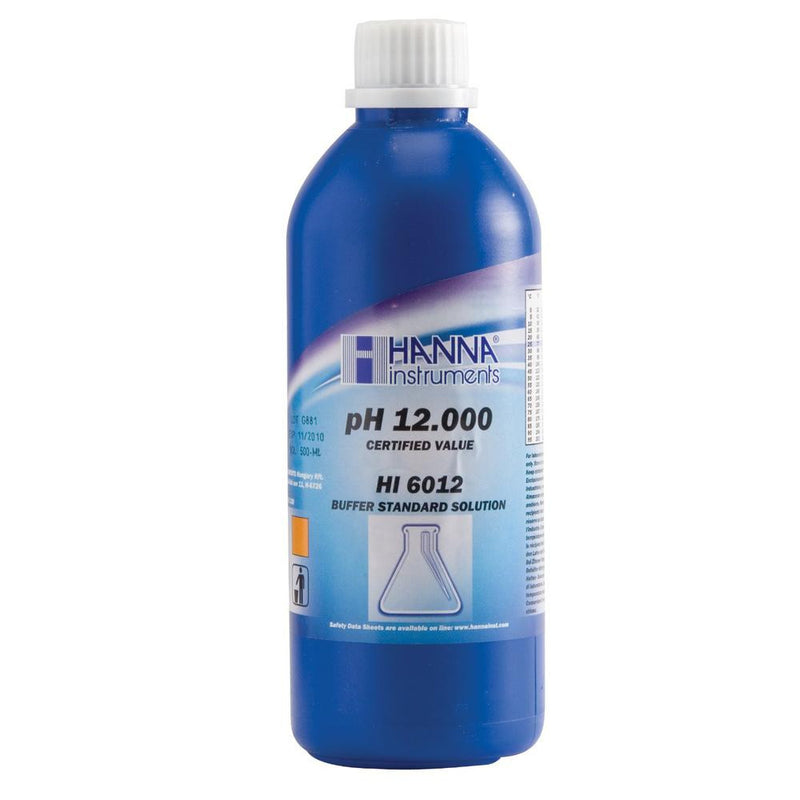 HI 6012  Millesimal Buffer Solution. 12.000 pH. 500 mL bottle - Acorn Scientific