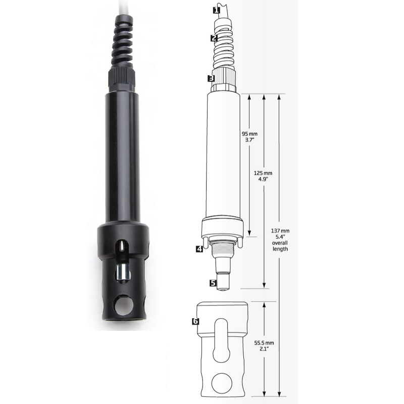 HANNA HI 76409/4 Galvanic DO Probe with Protective Cap - Acorn Scientific