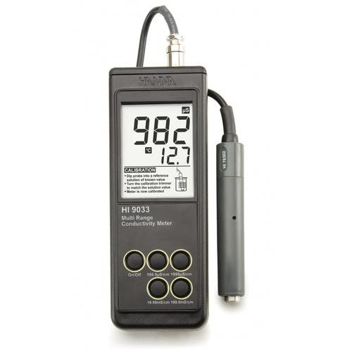 HANNA HI 9033 EC Meter robust with Multi-Range 0.0 with 199.9 mS/cm ATC