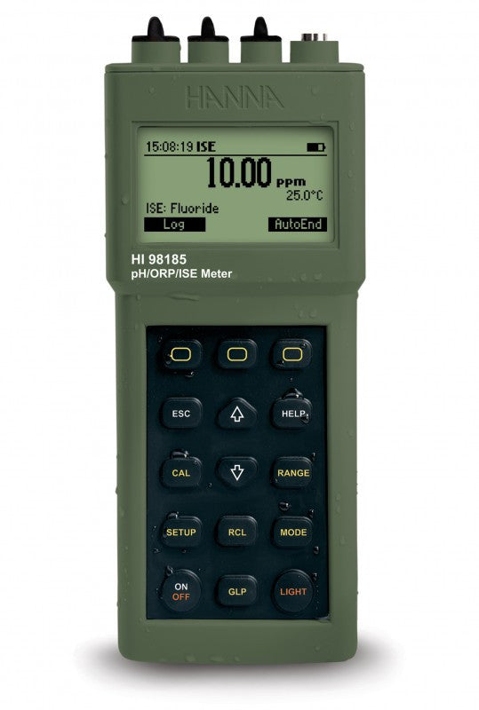 HI 98185-02  pH/ORP/ISE/°C Meter + PC Interface. Waterproof - Acorn Scientific