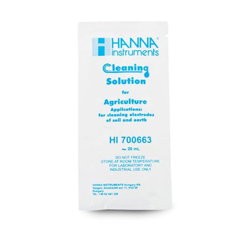 HI 700663P  Cleaning Solution for Soil Deposits (Agriculture) 25 x 20 mL sachet - Acorn Scientific
