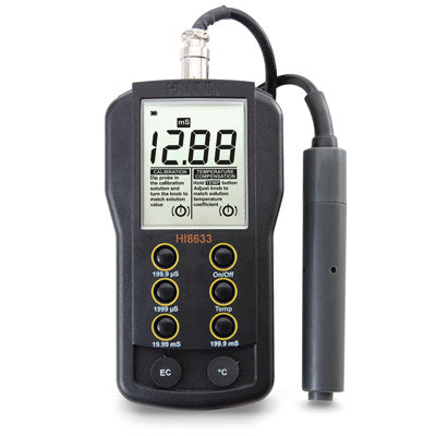 HANNA HI 8633 Multi Range EC Meter with Multi-Range 0.0 to 199.9 mS/cm MTC